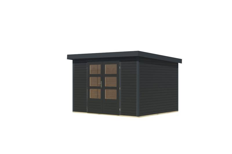 Karibu Metall-Holzgartenhaus Hybridhaus Jupiter A/B/C/D - 19 mm/0,75 mm Holz-Ausführung: anthrazit Blech-Ausführung: anthrazit 302 x 242 cm (Jupiter 5) von Karibu
