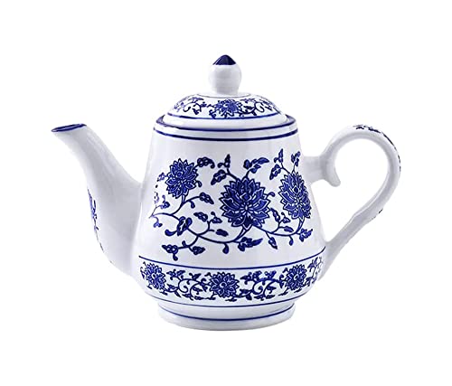 123Arts Kleine Teekanne aus Keramik, Retro-Blume, Wasserkanne mit Deckel, 500 ml, Blau und Weiß 123Arts Kleine Teekanne aus Keramik, Retro-Blume, Wasserkanne mit Deckel, 500 ml, Blau und Weiß von 123Arts