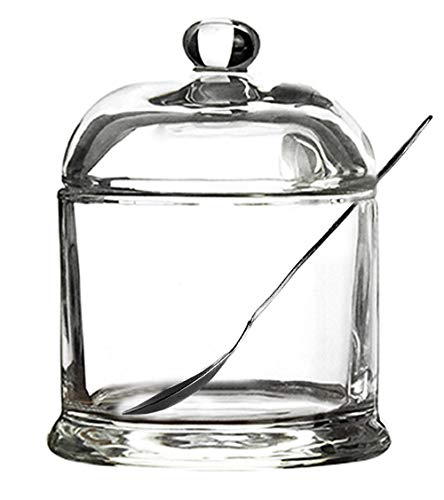 Zuckerdose aus Glas mit Deckel und Löffel aus Edelstahl von 123Arts