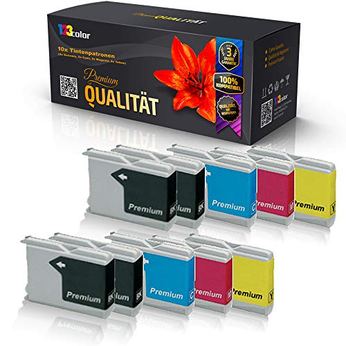 10x 123Color Tintenpatronen kompatibel für Brother DCP 540 CJ DCP 540 CN DCP 550 CJ DCP 560 CN DCP 660 CN DCP 680 CN DCP 750 CW DCP 770 CW Fax 1355 Fax 1360 Fax 1460 4X Schwarz 2X Cyan 2X Magenta 2X Y von 123Color