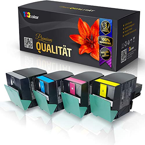 123Color 4X Tonerkartuschen kompatibel mit Lexmark CS310 DN CS310 n CS410 DN CS410 dtn Schwarz Cyan Magenta Yellow Set von 123Color