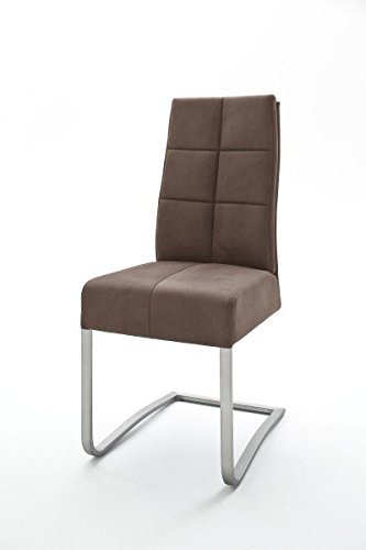 2er Set Stuhl Salva in Sand Vintage und Edelstahl Freischwinger Luxus Komfortsitz Esszimmerstuhl von 123wohndesign