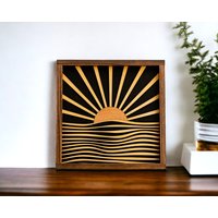 Sonnen Holz Set, Rustikaler Wandbehang, Wohnzimmer Kunst, Großes Über Bett Dekor, Rustikales Moderne Holzkunst R08 von 12ElevenAtelier