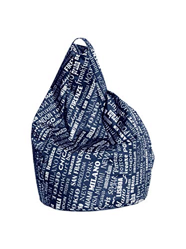 Sitzsack mit Schriftzug Fantasy, blau und weiß, Maße 80 x 120 x 80 cm von 13 CASA