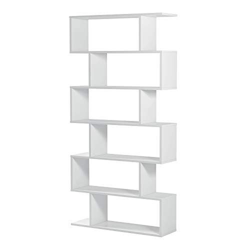 Dekoratives und funktionales doppelseitiges Bücherregal, glänzend weiße Farbe, Maße 80 x 192 x 25 cm von Habitdesign
