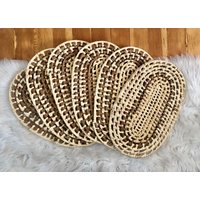 Jahrgang Boho Gewebt Tischset Set | 6 - Rattan Tischsets, Geschirr, Wicker Tischsets von 1319Vintage