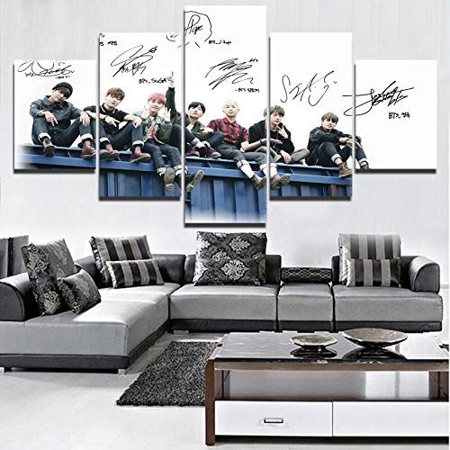 13Tdfc 5 Teilig Leinwand Wanddeko Große BTS Malerei Leinwanddrucke Kreatives Geschenk 5 Stück Leinwand Bilder Moderne Wandbilder XXL Wohnzimmer Wohnkultur 150X80Cm Rahmen von 13Tdfc