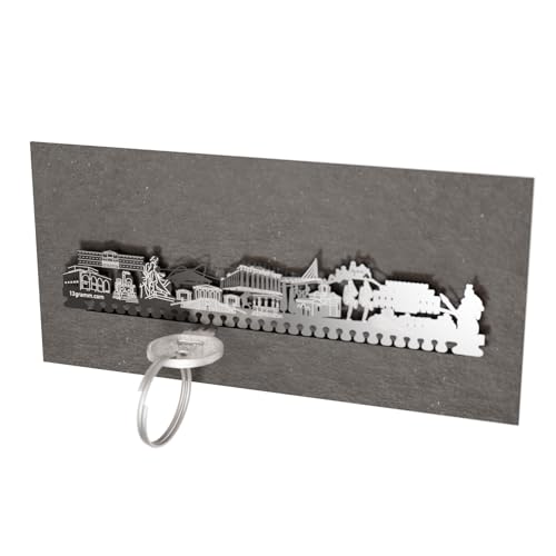 13gramm Athen Skyline Schlüsselbrett - Edelstahl Silhouette mit tiefem Steckschlitz zur Schlüsselaufbewahrung - Perfektes Wohnaccessoire für Athens Fans von 13gramm