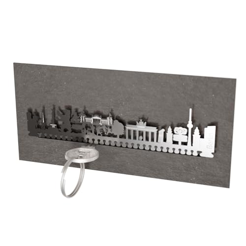 13gramm Berlin Skyline Schlüsselbrett - Edles Wohnaccessoire mit Silhouette der Hauptstadt, praktischer Schlüsselhalter für Berlin-Fans von 13gramm