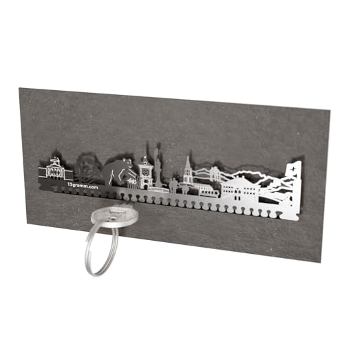 13gramm Bern Skyline Schlüsselbrett - Stilvolles Stadt-Motiv für clevere Schlüssel Aufbewahrung - Edelstahl, Wohn-Accesoire, Geschenk & Souvenir für Bern Fans von 13gramm