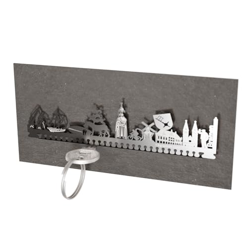 13gramm Bremen Skyline Schlüsselbrett – Stilvolle Edelstahl Silhouette mit tiefem Steckschlitz – Praktisches Wohn-Accessoire und perfektes Souvenir für jeden Bremen Fan! von 13gramm