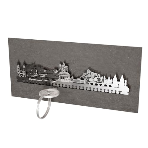 13gramm Koblenz Skyline Schlüsselbrett - Stilvolles Wohnaccessoire mit edler Edelstahl-Silhouette der Stadt Koblenz - Clevere Schlüsselaufbewahrung von 13gramm