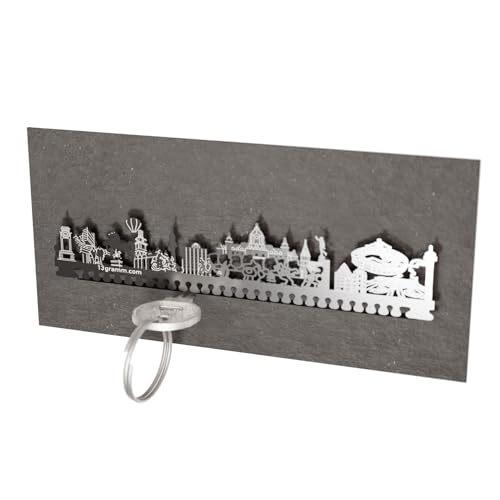 13gramm Hannover Skyline Schlüsselbrett - Moderne Schlüsselaufbewahrung mit Stil - Wohnaccessoire und Souvenir für Hannover Fans - tiefen Steckschlitz - Geschenkverpackung von 13gramm