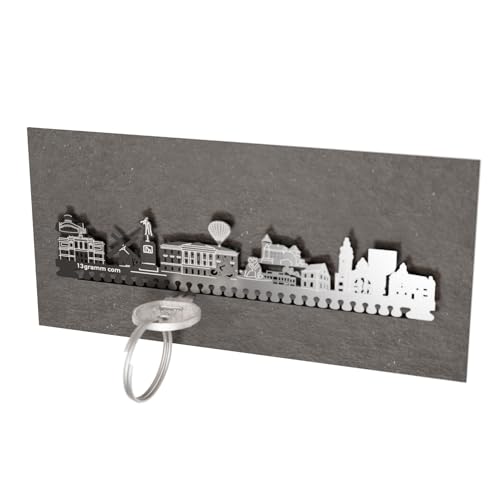13gramm Krefeld Skyline Schlüsselbrett - Stilvolles Wohnaccessoire mit tiefem Steckschlitz für clevere Schlüssel Aufbewahrung Souvenir für Krefeld-Fans! von 13gramm