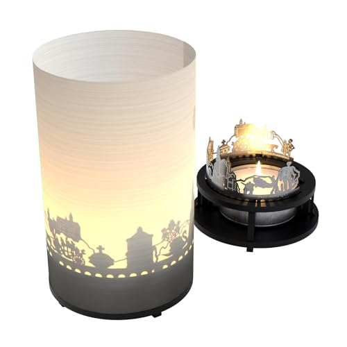 13gramm Neuschwanstein Premium Geschenkbox - Souvenir Kerzenhalter mit Schloss-Motivkerze für faszinierendes Schattenspiel aus Glas in Grün, Braun, Blau, Schwarz, Weiß für Geburtstage, Feste, Reise von 13gramm