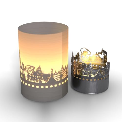 Antwerpen Skyline Tube Teelicht Schattenspiel – Perfektes Souvenir für Antwerpen Fans – Magisches Schattenspiel der Highlights der Stadt Antwerpen Skyline Tube Teelicht Schattenspiel – Perfektes Souvenir für Antwerpen Fans – Magisches Schattenspiel der Highlights der Stadt von 13gramm