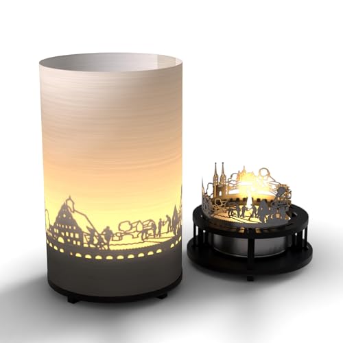 Grimma Premium Geschenkbox – Silhouette & Skyline Motivkerze, faszinierendes Schattenspiel, Souvenir für Grimma Fans, magisches Teelicht von 13gramm