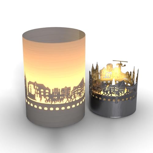 Hildesheim Skyline Tube Teelicht Schattenspiel – Faszinierende Projektionen der Stadt, Geschenk für Hildesheim-Fans, Hervorragendes Souvenir von 13gramm