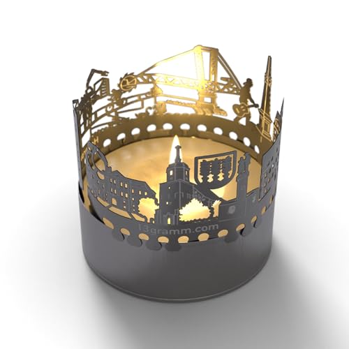 13gramm Kerzenhalter – Hoyerswerda Skyline Schattenspiel: Magische Schattenspiele mit Silhouette der Stadt Hoyerswerda – Perfektes Souvenir für Fans im Alltag (Everyday) von 13gramm