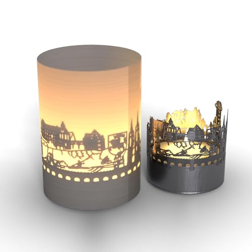 Marburg Skyline Tube T-Light - Motivkerze mit zauberhaftem Schattenspiel für echte Marburg Fans | Perfektes Souvenir & Geschenk von 13gramm