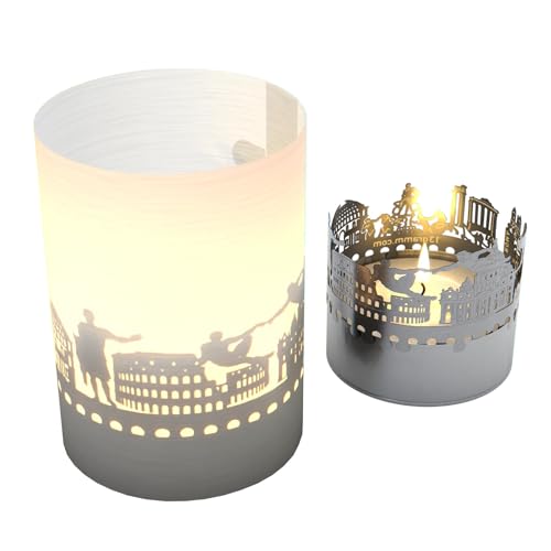 Rom Skyline Tube Teelicht Schattenspiel - Italienisches Souvenir, römische Motive, Projektionskerze, Geschenk für Rom-Fans von 13gramm