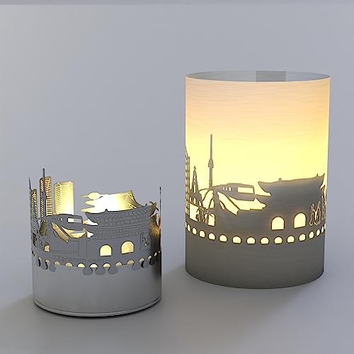 Seoul Skyline Tube T-Light Schattenspiel – Magische Souvenir-Kerze mit Projektor für EIN Atemberaubendes Seoul-Erlebnis von 13gramm