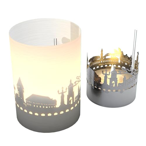 The Konstanz Skyline Tube T-Light Shadow Play: A Captivating Souvenir for Konstanz Fans – Miniature Silhouette Projection of the City's Landmarks with Tealight von 13gramm