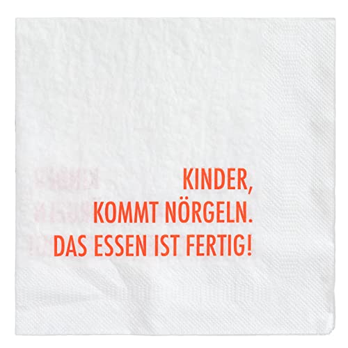 17;30 - PAN001 - Papierservietten, Lunch Servietten, 20 Stück, 33cm x 33cm, Kinder kommt nörgeln. Das Essen ist fertig!, weiß, 2-lagig von 17;30 HOME