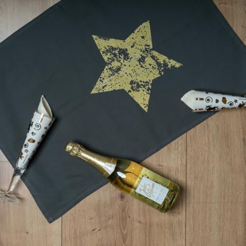 Geschirrtuch grau, STERN, gold von 17;30 HOME