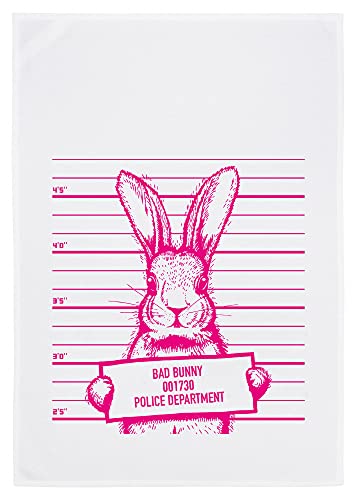 Geschirrtuch weiß, Bad Bunny in Pink von 17;30 HOME