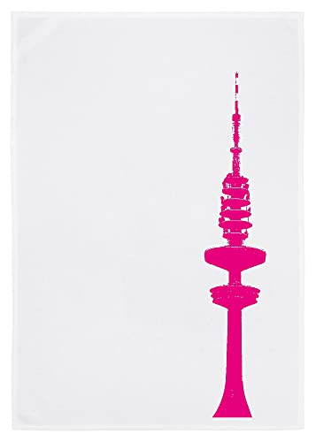 Geschirrtuch weiss, FERNSEHTURM, neon pink von 17;30 HOME