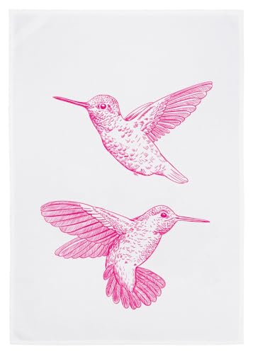 Geschirrtuch weiss, KOLIBRI, neon pink von 17;30 HOME