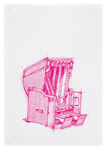 Geschirrtuch weiss, STRANDKORB, neon pink von 17;30 HOME