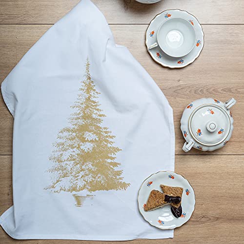 Geschirrtuch weiss, WEIHNACHTSBAUM, gold von 17;30 HOME