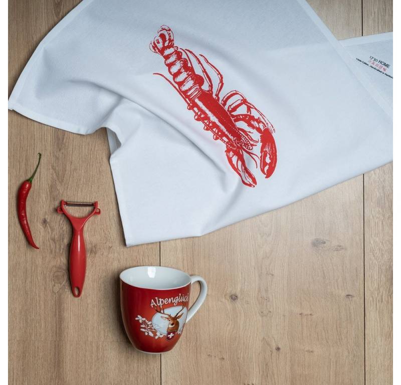 17,30 Hamburg Geschirrtuch 17,30 Geschirrtuch in Weiß - Vintage Hummer in Rot von 17;30 Hamburg