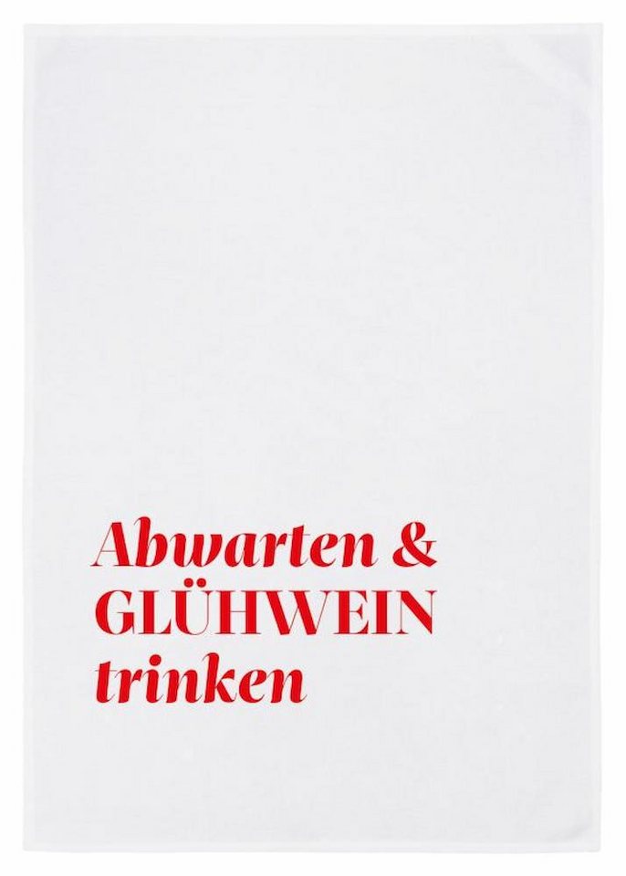 17,30 Hamburg Geschirrtuch Abwarten und Glühwein trinken, rot, (1-tlg), 50x70cm, Siebdruck von 17;30 Hamburg