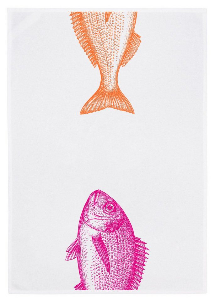 17,30 Hamburg Geschirrtuch Catch of the Day, Neon Pink und Orange, (1-tlg), 50x70cm, Siebdruck von 17;30 Hamburg