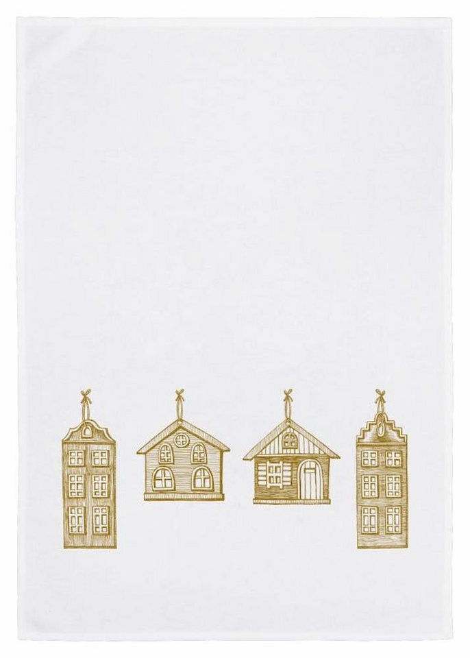 17,30 Hamburg Geschirrtuch Christmas is coming, goldenen Häuschen, (1-tlg), 50x70cm, Siebdruck von 17;30 Hamburg