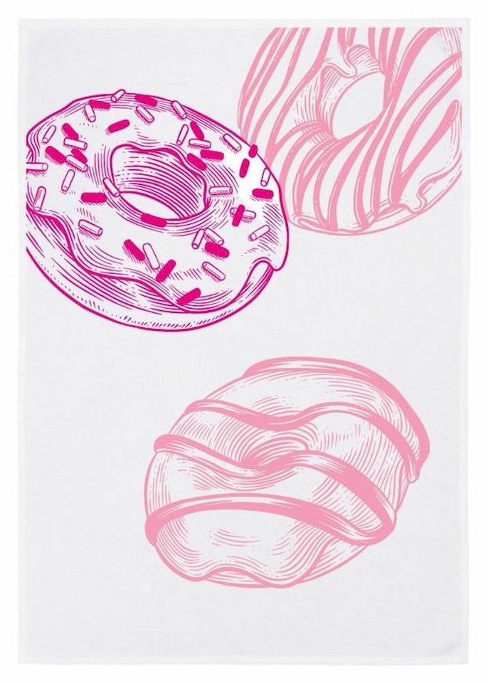 17,30 Hamburg Geschirrtuch Donuts, rosa und pink, (1-tlg), 50x70cm, Siebdruck von 17;30 Hamburg