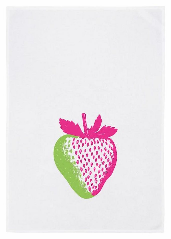 17,30 Hamburg Geschirrtuch Erdbeere, rot grün, (1-tlg), 50x70cm, Siebdruck von 17;30 Hamburg