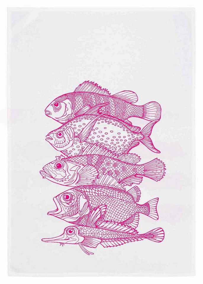17,30 Hamburg Geschirrtuch - 5 Fische, weiß/neon pink, 100% Baumwolle, 50x70cm 17,30 Hamburg Geschirrtuch - 5 Fische, weiß/neon pink, 100% Baumwolle, 50x70cm von 17;30 Hamburg