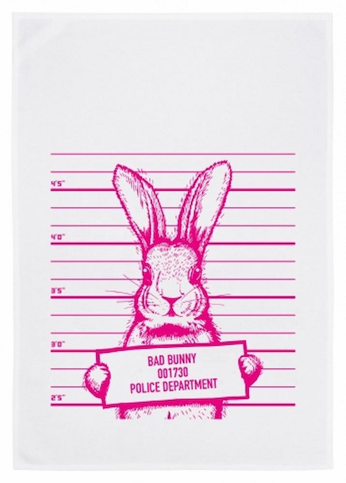 17,30 Hamburg Geschirrtuch Bad Bunny, Pink, (1-tlg), 50x70cm, Siebdruck von 17;30 Hamburg
