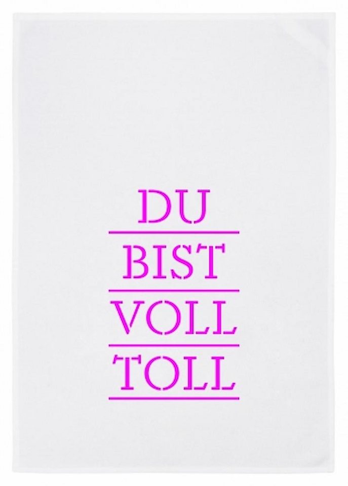 17,30 Hamburg Geschirrtuch DU BIST VOLL TOLL, neon Pink, (1-tlg), 50x70cm, Siebdruck von 17;30 Hamburg