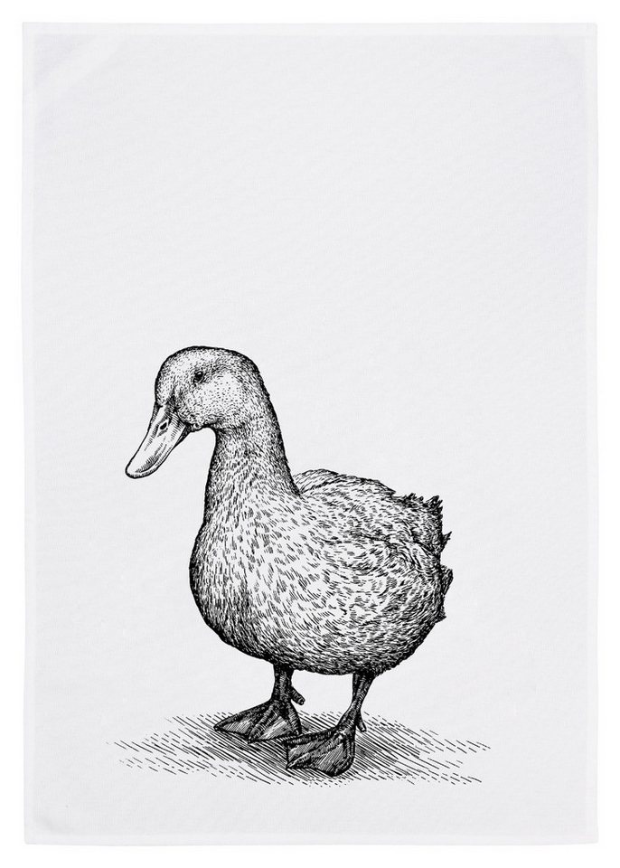 17,30 Hamburg Geschirrtuch Ente, Grau, (1-tlg), 50x70cm, Siebdruck von 17;30 Hamburg