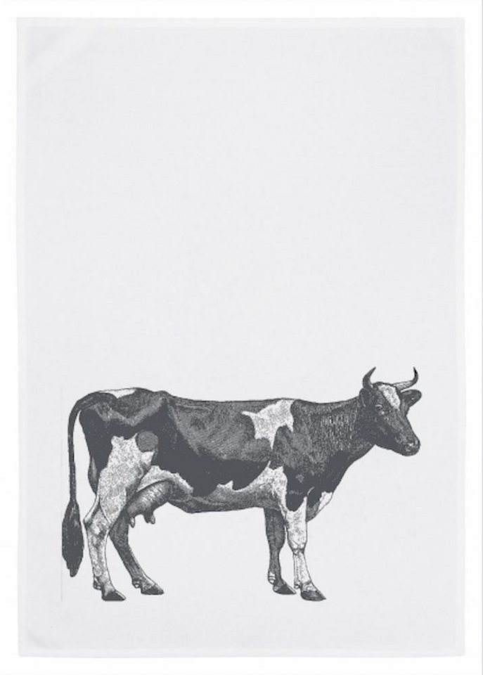 17,30 Hamburg Geschirrtuch KUH, Weiß/Grau, (1-tlg), 50x70cm, Siebdruck von 17;30 Hamburg
