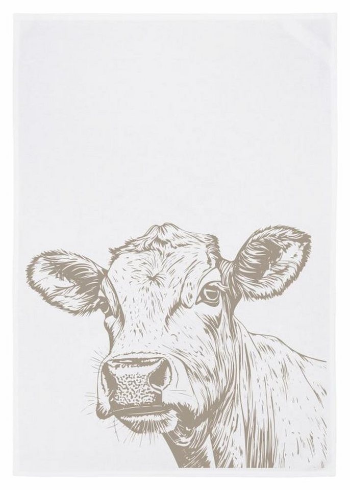17,30 Hamburg Geschirrtuch Kuhkopf, hellbraun, (1-tlg), 50x70cm, Siebdruck von 17;30 Hamburg