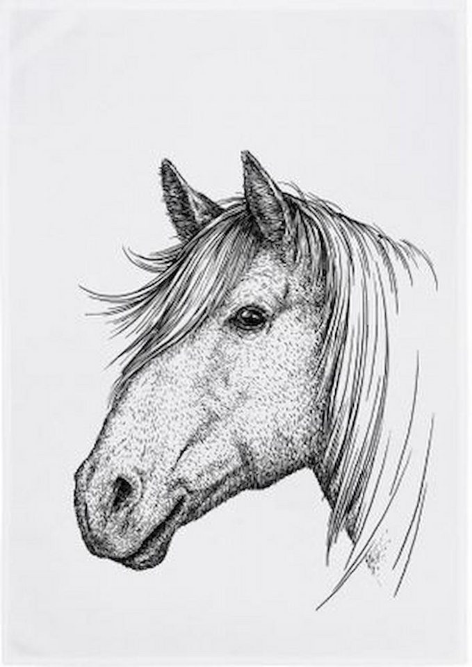 17,30 Hamburg Geschirrtuch Pferd, Grau, (1-tlg), 50x70cm, Siebdruck von 17;30 Hamburg