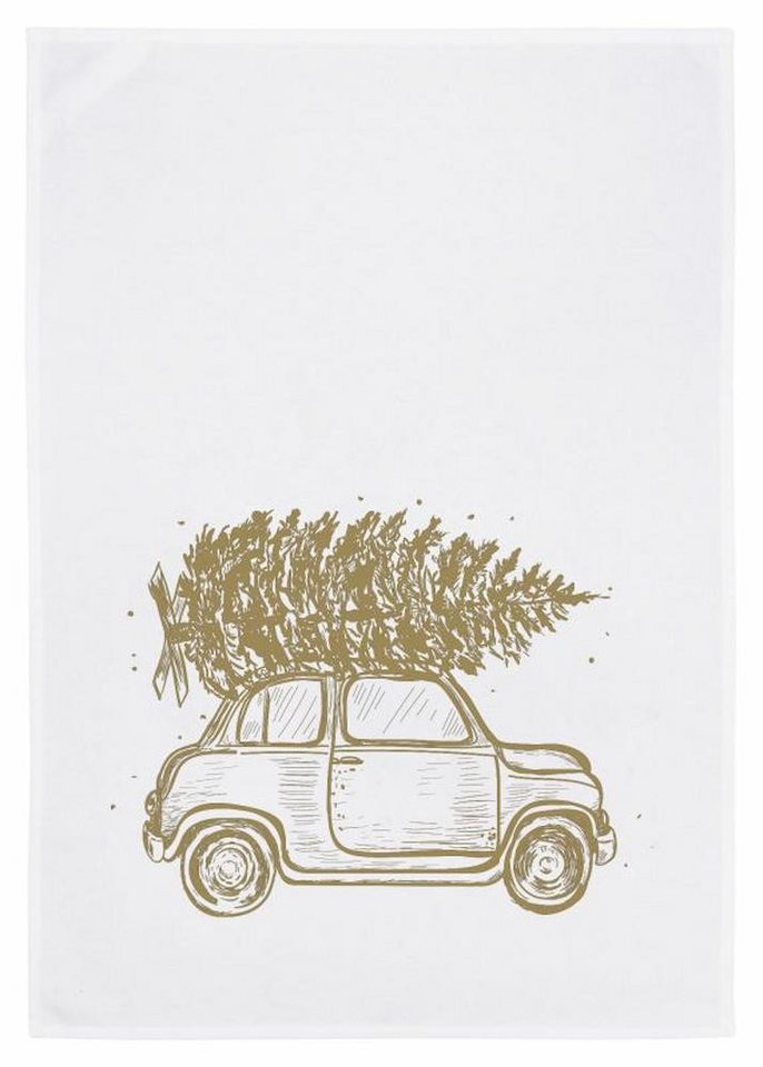 17,30 Hamburg Geschirrtuch Rasender Weihnachtsbaum, Gold, (1-tlg), 50x70cm, Siebdruck von 17;30 Hamburg