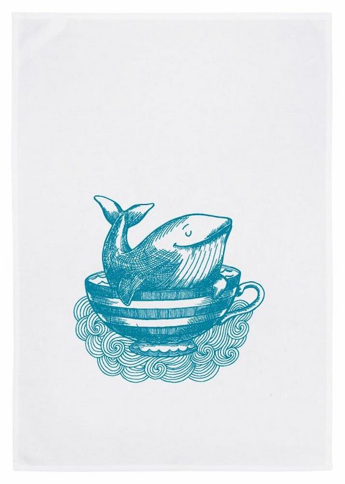 17,30 Hamburg Geschirrtuch Taking a bath, türkis-blau, (1-tlg), 100% Baumwolle, Siebdruck, 50x70cm von 17;30 Hamburg