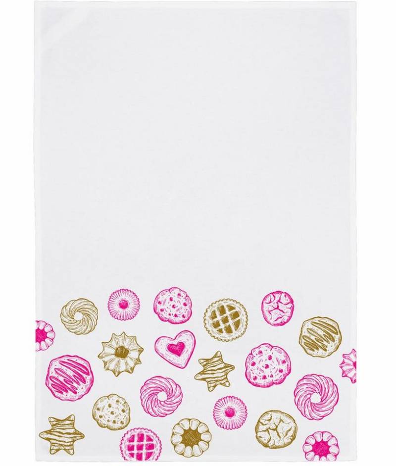 17,30 Hamburg Geschirrtuch Weihnachtsbäckerei, Pink und Gold, (1-tlg), 50x70cm, Siebdruck von 17;30 Hamburg